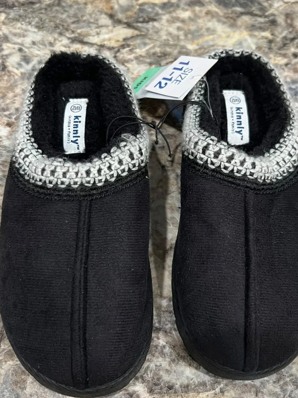 Kids Black Cozy Slip-On Shoes